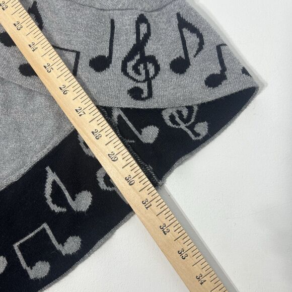 Hot Topic Cardigan Womens M Gray Music Notes Border Hooded Open Front Sweater - Picture 10 of 10